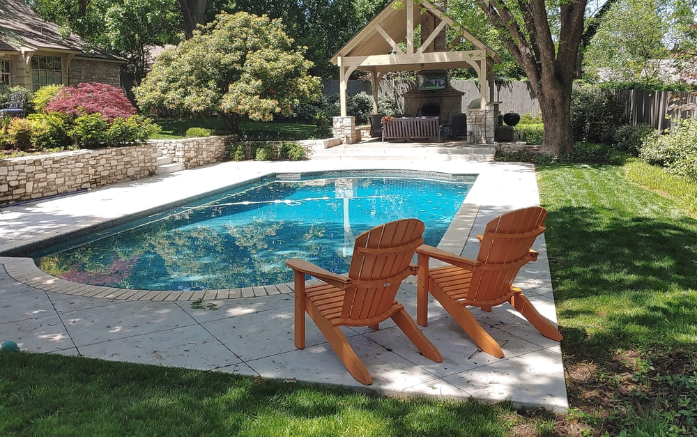 An image of a pool landscape design project.